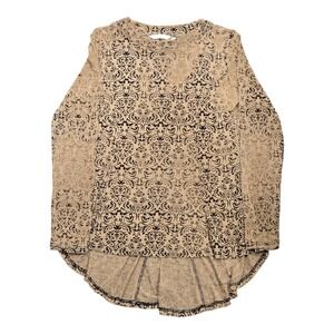 Dark Academia Sheer Velour Tan Tunic Brown Embroidery Fairy Whimsigoth Cottage